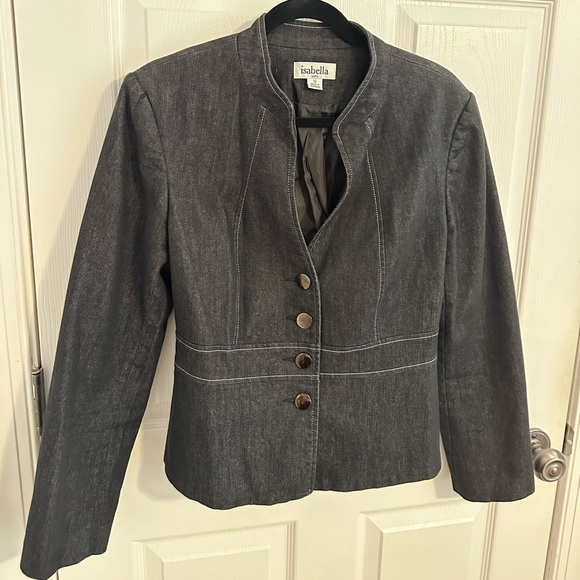 Denim Blazer with Tie Detail - Picture 2 of 8